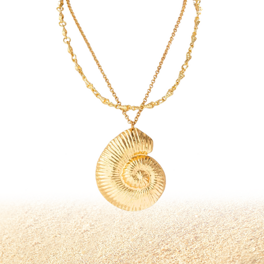 Seashell Majesty Pendant Necklace - Mermaids Gold 